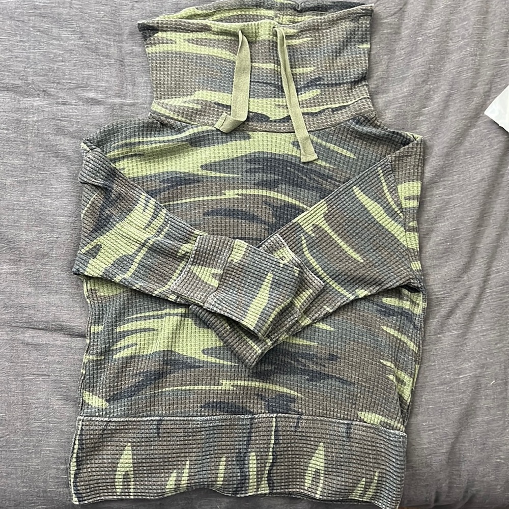 Camo Oversized Waffle Sweater